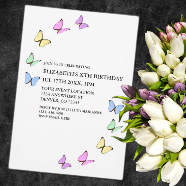 Colourful Butterflies Birthday Invitation (Creator Uploaded)