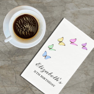 Colourful Butterflies Birthday Napkin