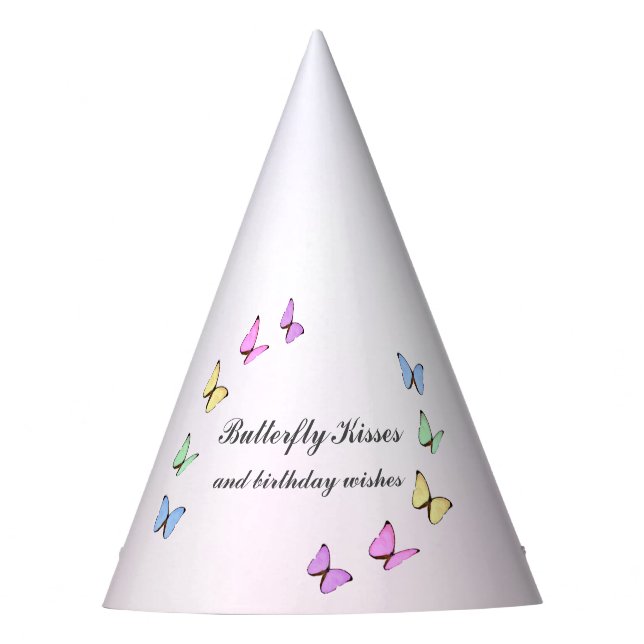 Colourful Butterflies Birthday Party Hat (Front)