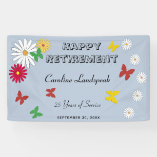 Colourful Butterflies & Daisies Happy Retirement  Banner