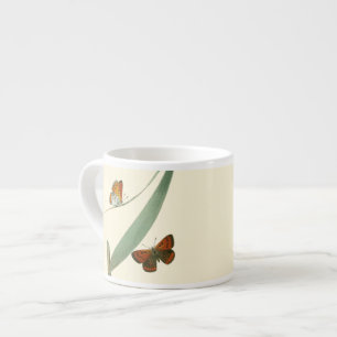 Colourful Butterflies Fluttering Around a Leaf Espresso Cup