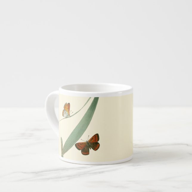 Colourful Butterflies Fluttering Around a Leaf Espresso Cup (Front Left)