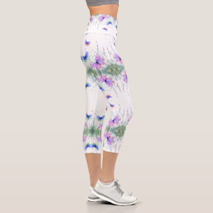 Colourful Butterflies Flying Capri Leggings Spring