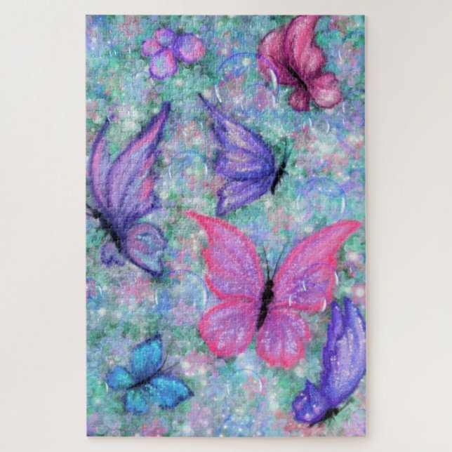 Colourful Butterflies Flying - Cute Jigsaw Puzzle (Vertical)