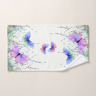 Colourful Butterflies Flying in Nature Bath Towels