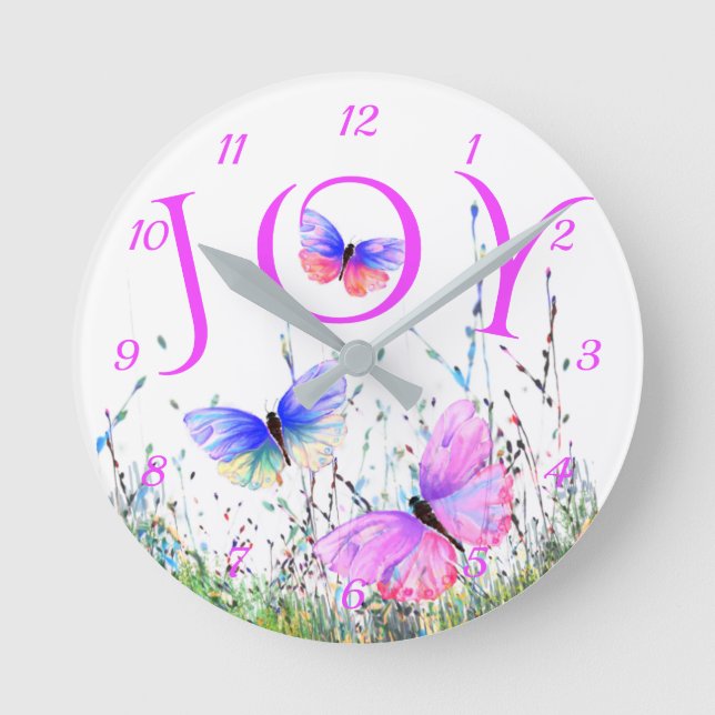Colourful Butterflies Flying in Nature - Joy Clock (Front)