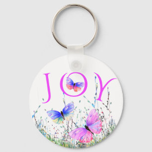 Colourful Butterflies Flying in Nature Keychain Jo