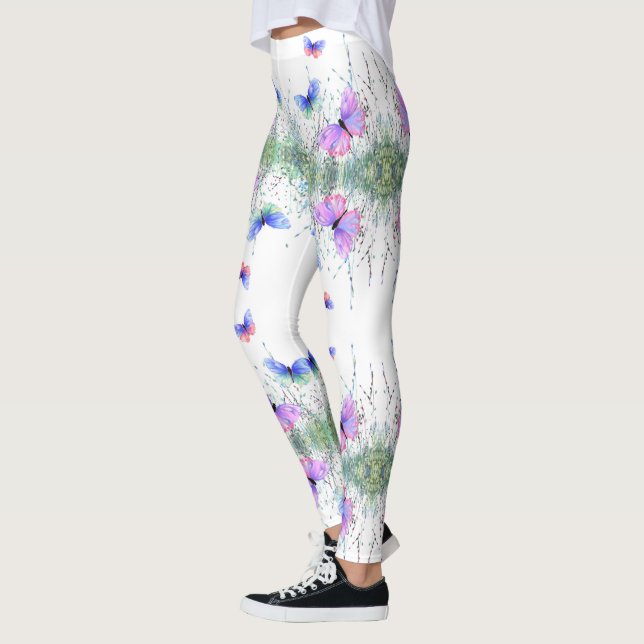 Colourful Butterflies Flying in Nature Leggings (Left)