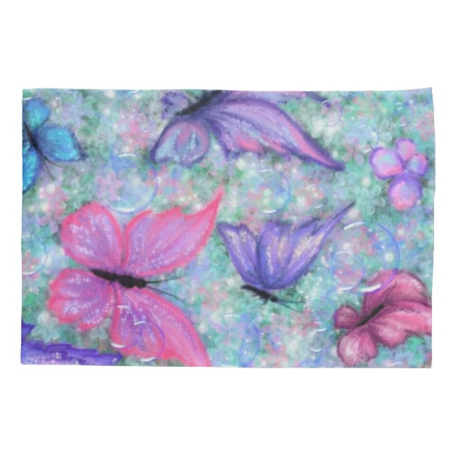 Colourful Butterflies Flying Pillow Case Spring Jo (Back)
