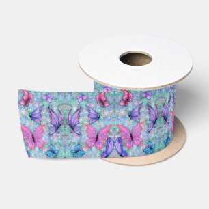 Colourful Butterflies Flying Satin Ribbon Spring