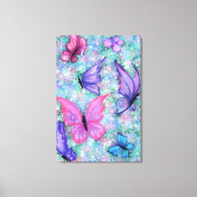 Colourful Butterflies Flying - Spring Canvas Print (Front)