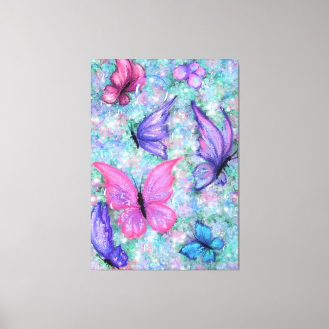 Colourful Butterflies Flying - Spring Canvas Print (Front)