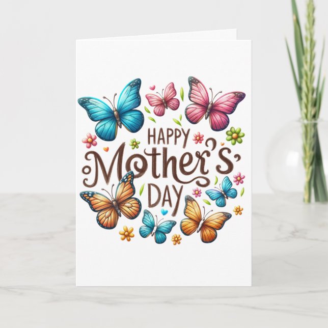Colourful Butterflies Happy Mother's Day  Holiday Card (Front)