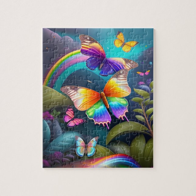 Colourful Butterflies in a Maguc Forest Jigsaw Puzzle (Vertical)