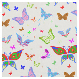 Colourful Butterflies In Flight Festive Pattern Fabric