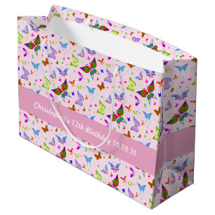 Colourful Butterflies In Flight Festive Pattern Large Gift Bag