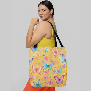 Colourful butterflies in various shades of yellow tote bag