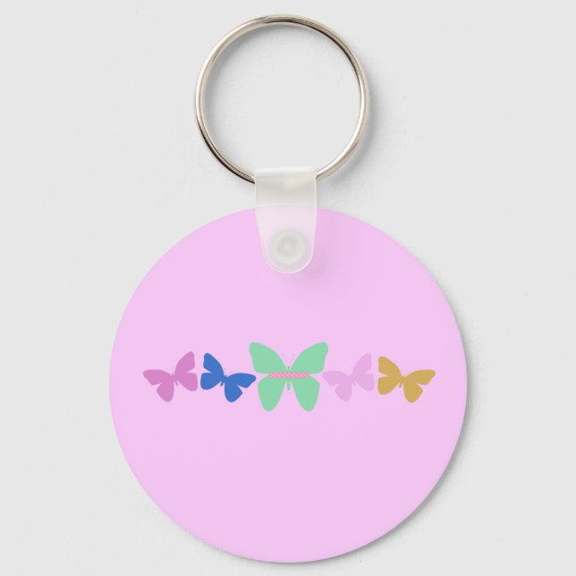 Colourful butterflies key ring (Front)