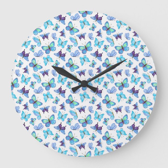 Colourful Butterflies Large Clock (Front)