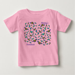 Colourful butterflies on baby pink -  baby T-Shirt