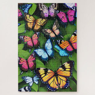 Colourful butterflies on leaves jigsaw puzzle