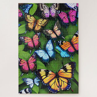 Colourful butterflies on leaves jigsaw puzzle