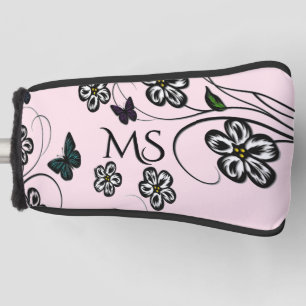 Colourful Butterflies on Pink Flowers Personal Golf Head Cover
