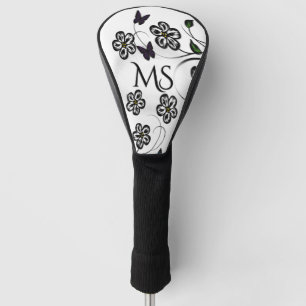 Colourful Butterflies on White Flowers Golf Head Cover