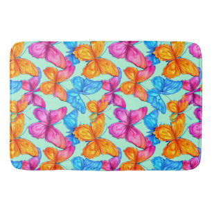 Colourful Butterflies Pattern Bath Mat