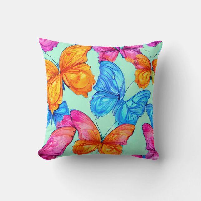 Colourful Butterflies Pattern Cushion (Front)