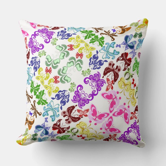 Colourful butterflies pattern cushion (Front)