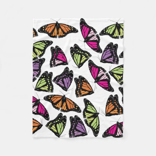 Colourful Butterflies Pattern Fleece Blanket (Front)