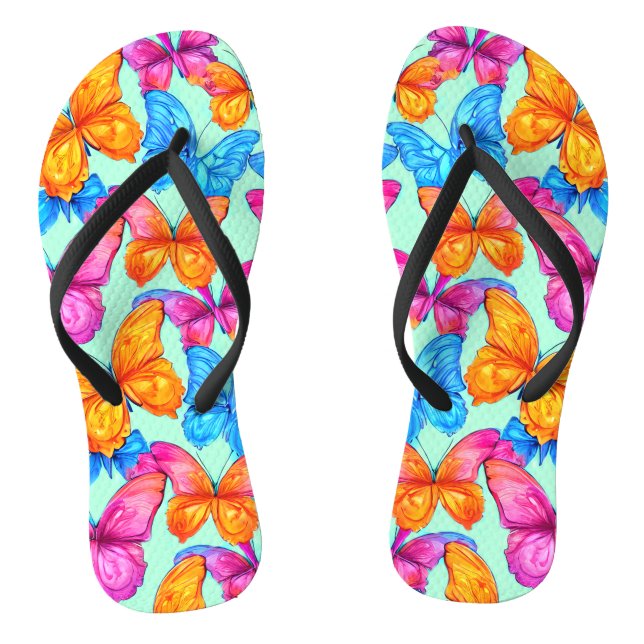 Colourful Butterflies Pattern   Flip Flops (Footbed)