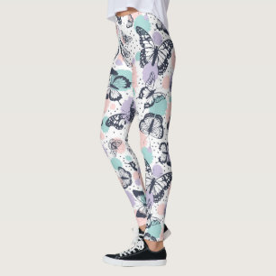 Colourful butterflies pattern leggings