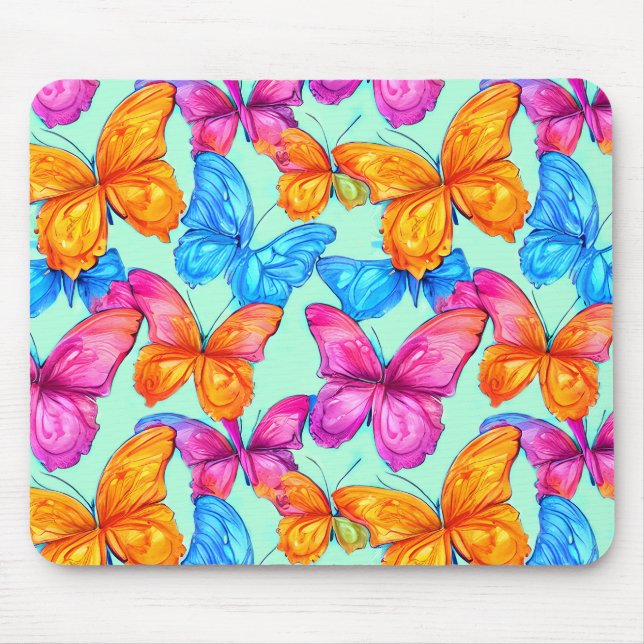 Colourful Butterflies Pattern  Mouse Mat (Front)
