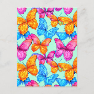 Colourful Butterflies Pattern Postcard