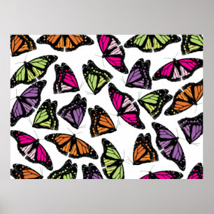 Colourful Butterflies Pattern Poster