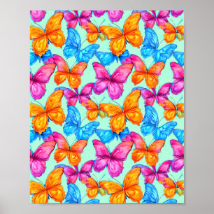 Colourful Butterflies Pattern Poster