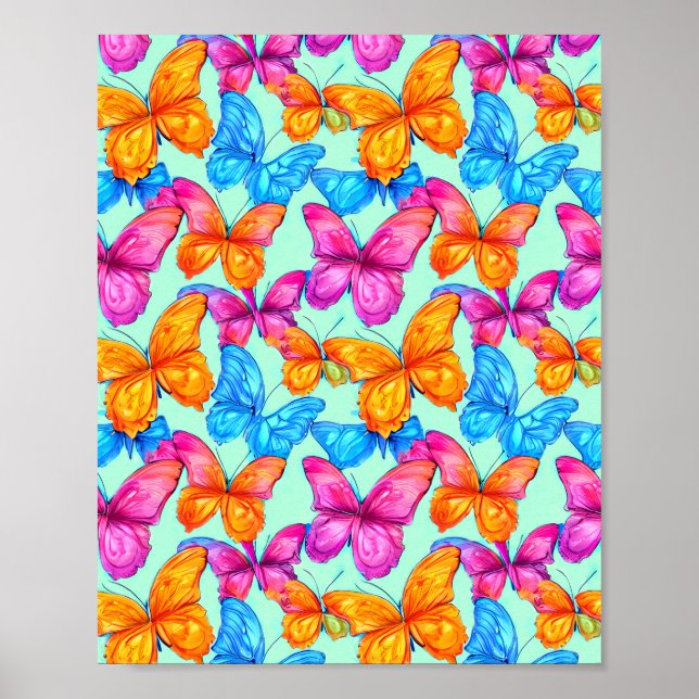 Colourful Butterflies Pattern  Poster (Front)