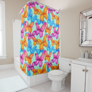 Colourful Butterflies Pattern    Shower Curtain