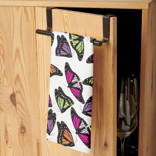 Colourful Butterflies Pattern Tea Towel (Thirds Fold)