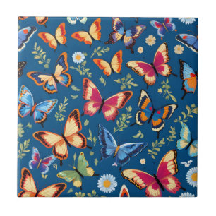Colourful butterflies pattern tile