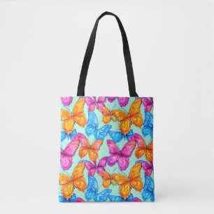Colourful Butterflies Pattern Tote Bag