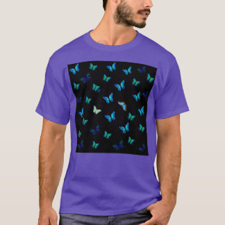 Colourful butterflies pattern with black backgroun T-Shirt