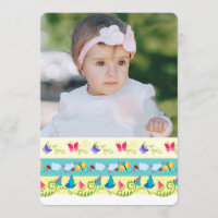 Colourful Butterflies Photo Birthday Invitation