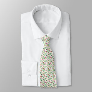 Colourful Butterflies Pink Flowers Cream Botanical Tie