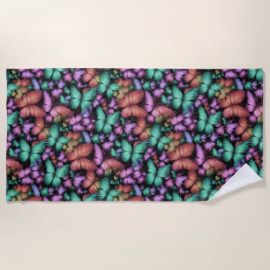 Colourful Butterflies Print Beach Towel
