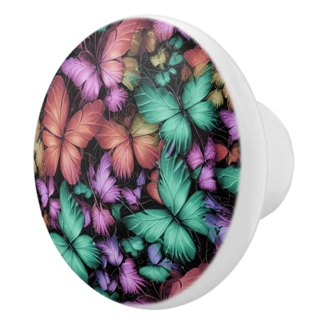 Colourful Butterflies Print Ceramic Knob (Right)