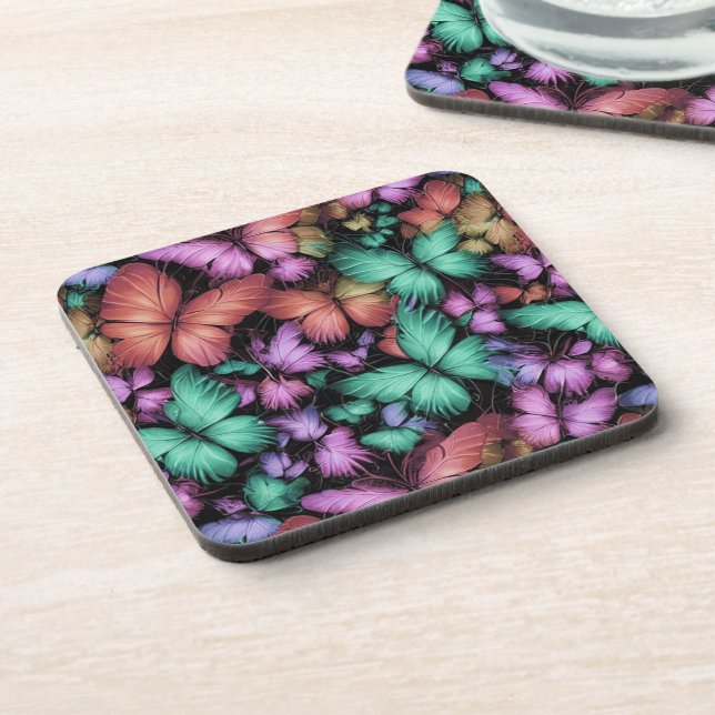 Colourful Butterflies Print Coaster (Left Side)