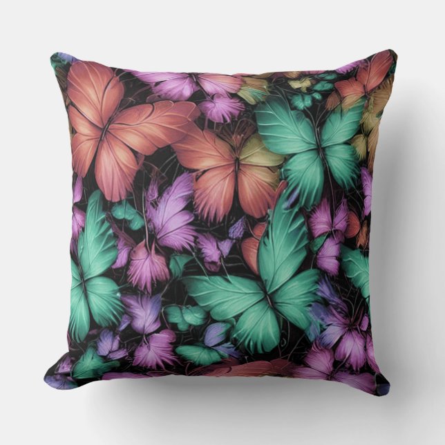 Colourful Butterflies Print Cushion (Front)
